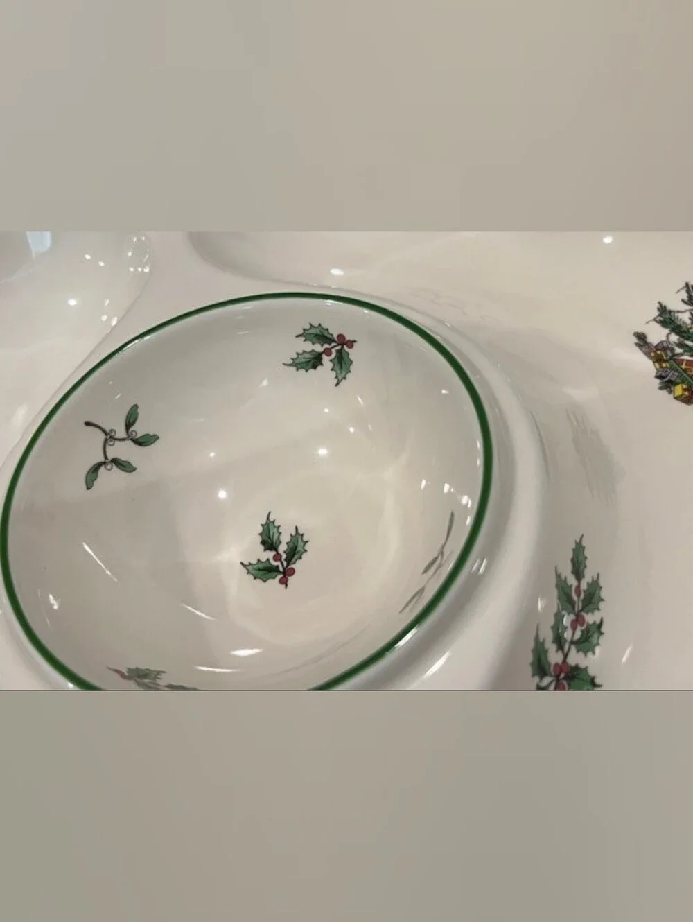 Vintage Spode Christmas Tree 13” Crudite Platter Chip Dip Serving Dish England